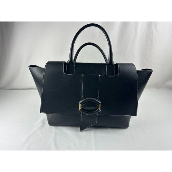 BANANA REPUBLIC Black Women Pebbled Leather Silva Top-Handle Bag Tote MSRP $490 - Picture 3 of 12